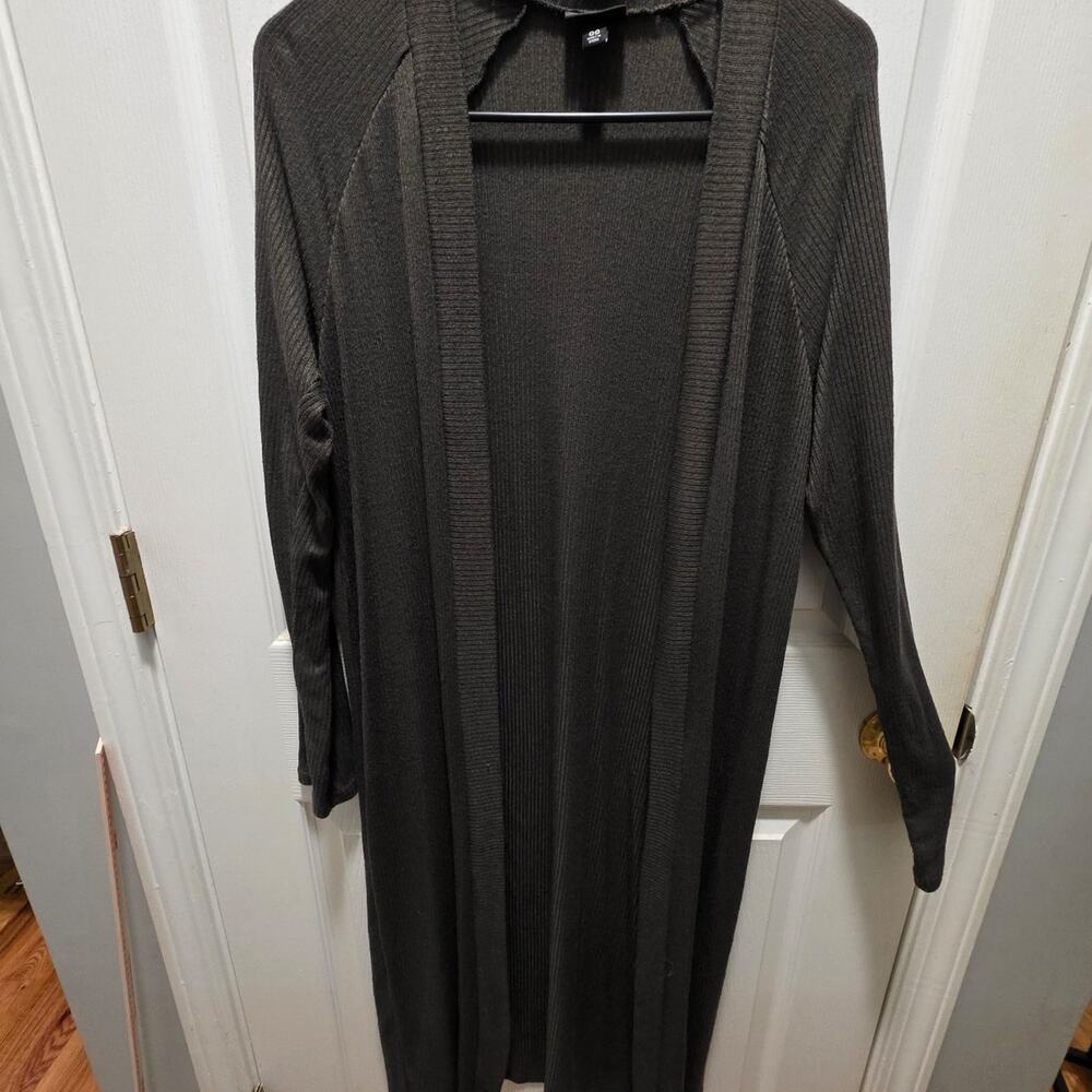 Torrid Maxi Duster Cardigan Open Front Rib Knit Olive 00